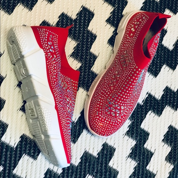 Size 10 Studded Red Sneakers - Picture 2 of 6